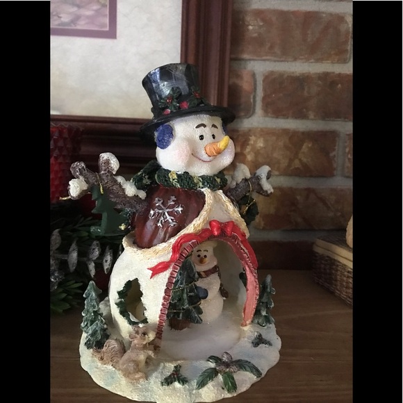 Rare Vintage Hand Painted Snowman Christmas Sculpture Collectible - Picture 6 of 7